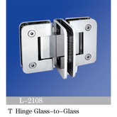 Brass T Hinge Glass to Glass Shower Door Glass Clamp T Shape Standard Duty Glass Hinges L-2108