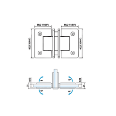 Brass T Hinge Glass to Glass Shower Door Glass Clamp T Shape Standard Duty Glass Hinges L-2108