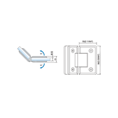 Standard Duty Shower Hinges Glass to Glass 135 Degree Glass Clamp Shower Room Door Hinge Shower Hardware L-2114