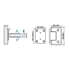 Wall Mount Standard Duty Shower Hinges Wall to Glass Full Back Plate Shower Door Hinge L-2117