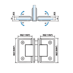 China Wholesale T Hinge Glass to Glass Shower Door T Shape Standard Duty Shower Hinges L-2118