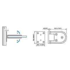 Standard Duty Shower Hinges Wall Mount Door Hinge Bathroom Accessories L-2151