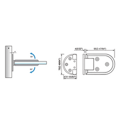 Standard Duty Shower Hinges Wall Mount Door Hinge Bathroom Accessories L-2152
