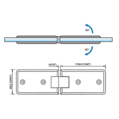 Standard Duty Shower Hinges 180° Glass-to-Glass L-2163