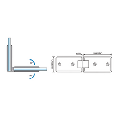 Standard Duty Shower Hinges 90° Glass-to-Glass L-2165