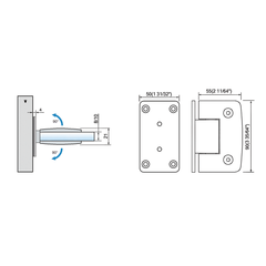 Standard Duty Shower Hinges Wall Mount Full Back Plate L-2171