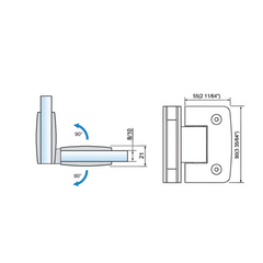 Standard Duty Shower Hinges 90° Glass-to-Glass L-2175