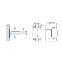 Standard Duty Shower Hinges Wall Mount Full Back Plate L-2176