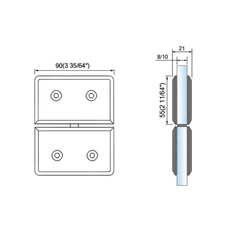 Pivot Shower Hinges Glass to Fixed Transom Mount Glass Door Hinge Glass Connectors L-2332